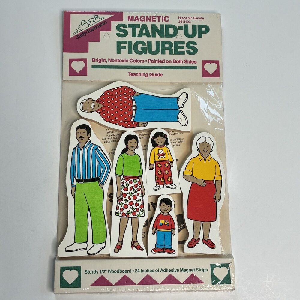 Stand Up Wooden Figures Hispanic Family Judy Instructo Home School Brand New